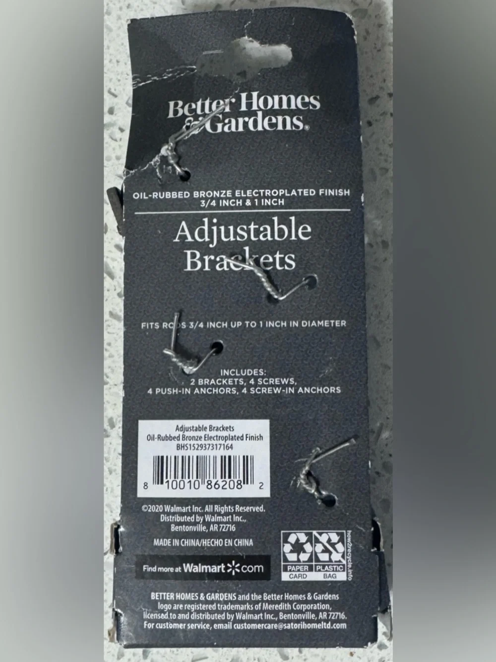 Better Homes & Gardens Bronze Adjustable Curtain Rod Brackets Set NWT